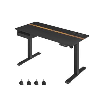 Height-adjustable electric desk 60 x 140 cm with sockets and USB ports, black