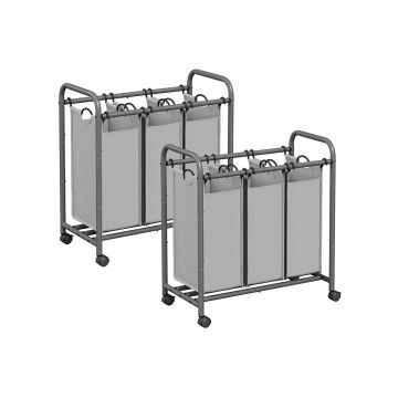 Set of 2 laundry baskets with wheels 132L., gray