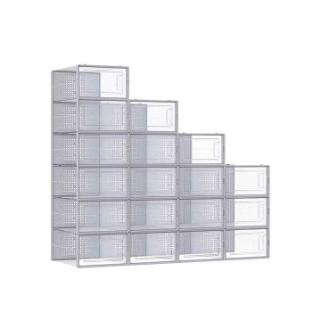 Shoe box set, 18 pcs., transparent gray 33.5 x 23.2 x 14.3 cm