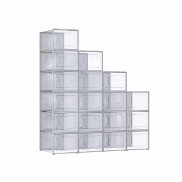 Shoe box set, 18 pcs., transparent gray 35 x 25.2 x 19 cm