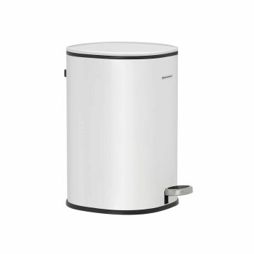 Trash can, 5 liter capacity, with lid and inner box, white