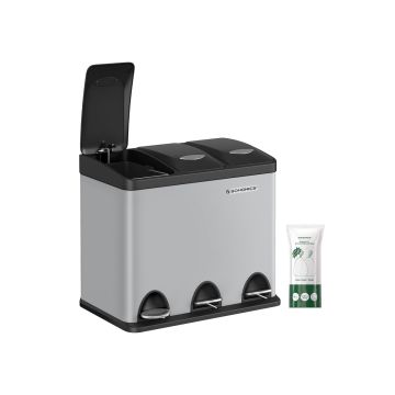 Trash can with 3 compartments 8L., gray/black