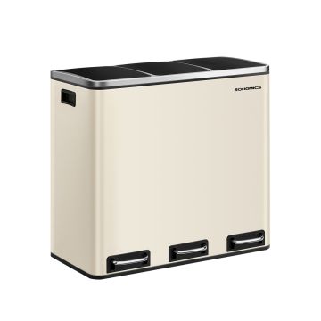 Trash can 54L., cream/black
