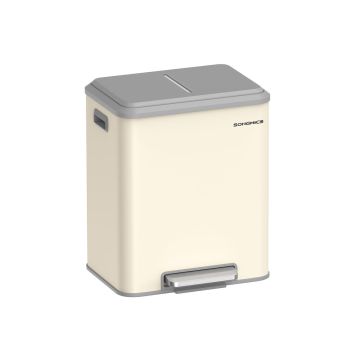 Trash can with 2 compartments 41.7x33.2x49.4cm., beige/gray