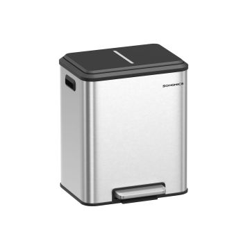 Trash can with 2 compartments 41.7x33.2x49.4cm., silver color