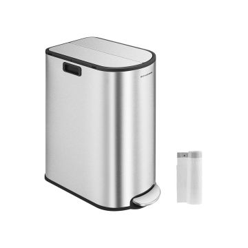 Trash can 50L., silver/black