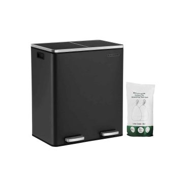Trash can 60 liters (2 x 30 L) black