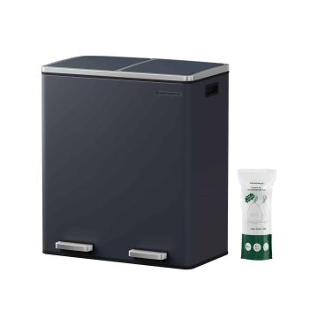 Trash can 60 liters (2 x 30 L) gray