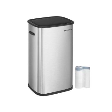 50 liter trash can with sensor made of silver stainless steel