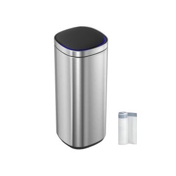 Trash can 30x30x74.6cm., silver color