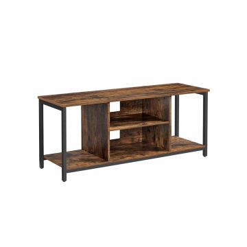 TV cabinet with open compartments 40 x 120 x 50 cm, vintage brown - black