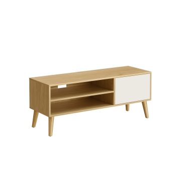 Stolik RTV 120x40x49cm, jasnobrązowy/biały