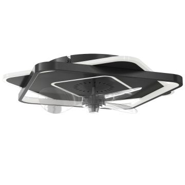 Ceiling fan with LED light Aosom, 6 speeds, Black, Ø 53 × 12.5 cm