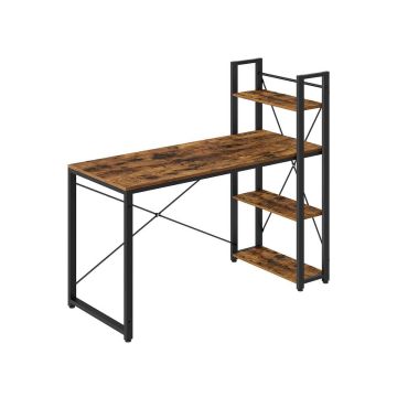 Desk with shelves 56x137.2x120cm., brown/black