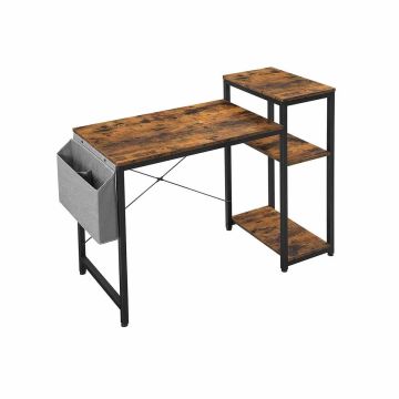 Computer desk with shelf and side pocket