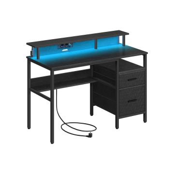 Desk with drawers and charging station 120x55x90cm., black
