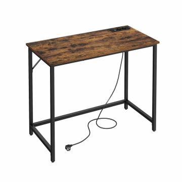 Desk with LED lighting 50x100x76cm., black/brown