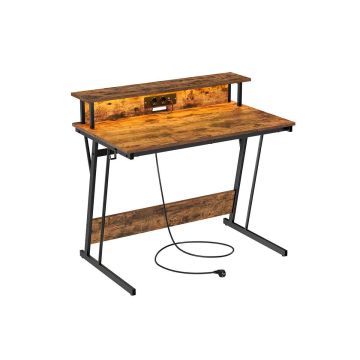 Desk with charging station 60x100x91cm., brown/black