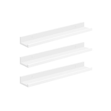 Set of 3 wall shelves 10x80x5cm., white