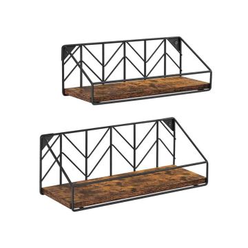 Set of 2 wall shelves, black/natural