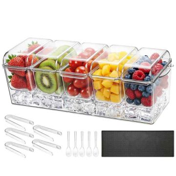 Food serving container VEVOR JC-2911, 5 compartments, 400 × 150 × 135 mm
