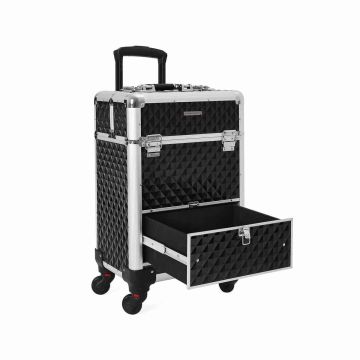 Cosmetic case with wheels, black