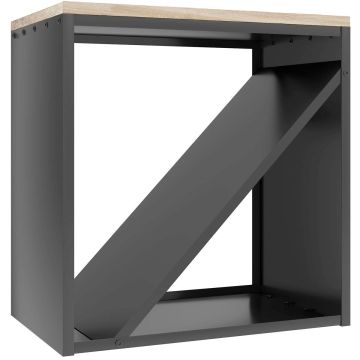 Firewood rack, 2 compartments, Black, 58 × 60 × 36 cm