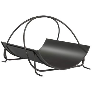 Firewood stand, With handle, Black, 51 × 33 × 38 cm