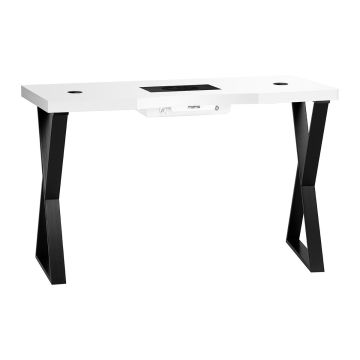 Manicure table Momo 04, with vacuum cleaner, White/black