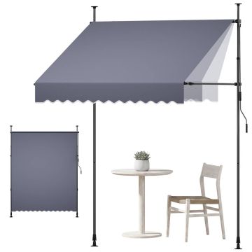 Markiza VEVOR SDA200120-S, manualna, szara, 200 × 210–310 × 110–150 cm