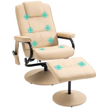 Massage chair with footrest Homcom, cream/black