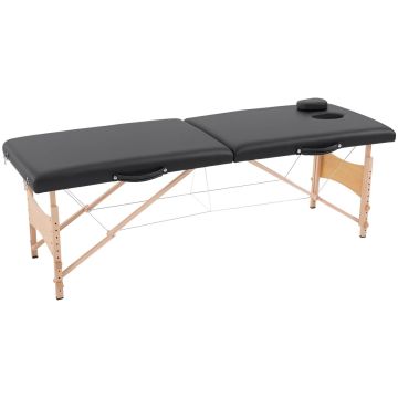 Massage bed, foldable with headrest, 186 × 60 × 58–81 cm