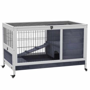 Small animal cage PawHut 90x53x59cm., white/gray