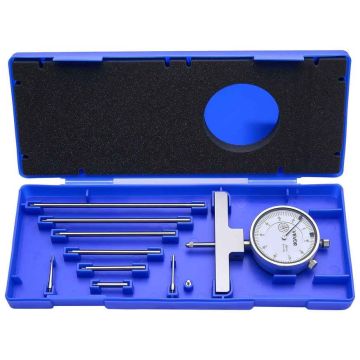Mechanical depth micrometer VEVOR IG520-301, 4 tips, 6 rods, 9.9 × 12.5 × 2.3 cm