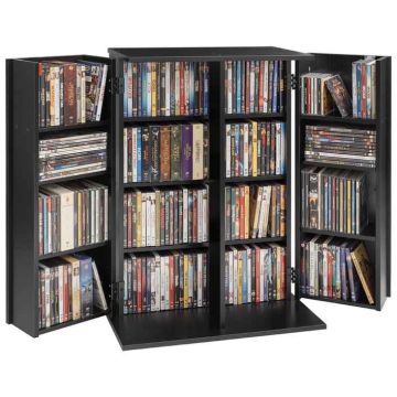 Szafka na media VEVOR KLDS-06, 4 półki, czarna, 61 × 84,6 × 36,8 cm