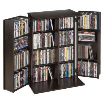 Szafka na media VEVOR KLDS-07, 4-poziomowa, z drzwiami, brązowa, 61 × 84,6 × 36,8 cm