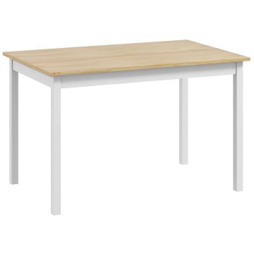 Wooden dining table, 120 x 75 cm, rustic style, capacity for 4 people, natural + white