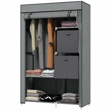 Szafa materiałowa Homcom 102x42,5x162,5cm., szaro-czarna