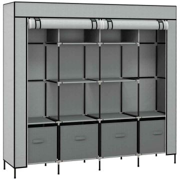 Szafa materiałowa Homcom 166x42,5x169,5cm., szaro-czarna