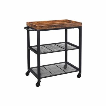 Kitchen trolley on wheels LRC75BX, brown/black