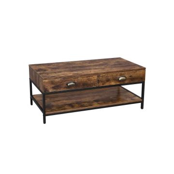 Stolik kawowy w stylu vintage z 2 szufladami LCT43X