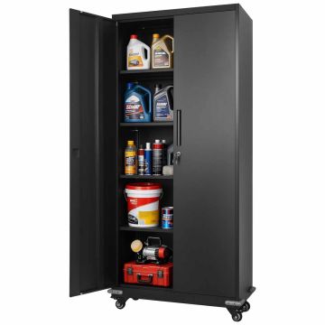 Szafka metalowa VEVOR W124P2507011, 5 poziomów, 4 półki, czarna, 80 × 184,5 × 40 cm