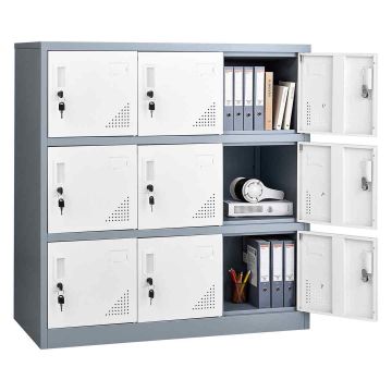 Szafka metalowa VEVOR W124P2507012-1, 9 drzwi, szara, 90 × 94 × 45 cm
