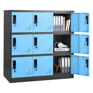 Szafka metalowa VEVOR W124P2507012, 9 drzwi, czarna, 90 × 94 × 45 cm