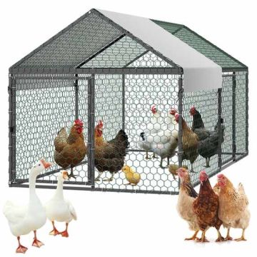 Metal chicken coop VEVOR CRCFG0102, for 4-6 chickens, 2 doors, 1 × 2 × 1 m