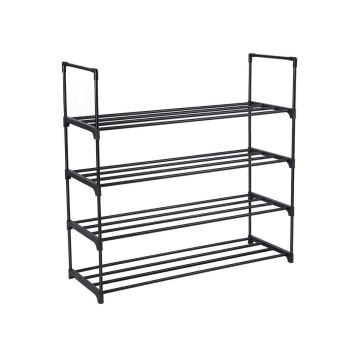 Metalowa szafka na buty, 4 przegrody, czarna