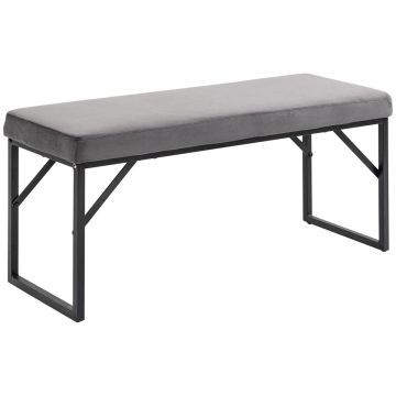 Ławka miękka Homcom 100x35x47cm, ciemnoszara/czarna
