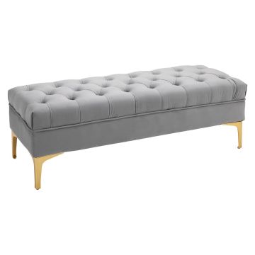Ławka miękka Homcom 118x45x42cm, kolor szaro-złoty