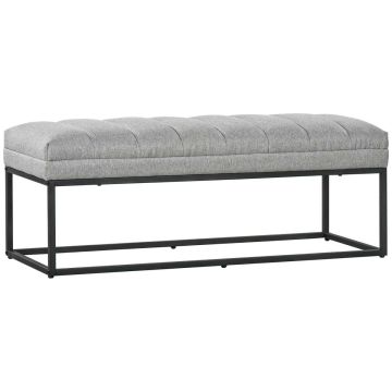 Ławka miękka Homcom 120x44x45,5cm, szaro-czarna