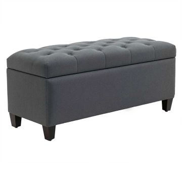 Ławka miękka z pojemnikiem Homcom 100x40x44cm, ciemnoszara/czarna
